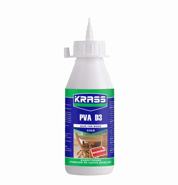 Клей KRASS водостойкий PVA D3 для древесины 0,25л (8311254)