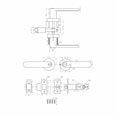 Дверная ручка-защелка RZ 7-03 фиксатор, серия "NOVA" SN (никель) MARLOK